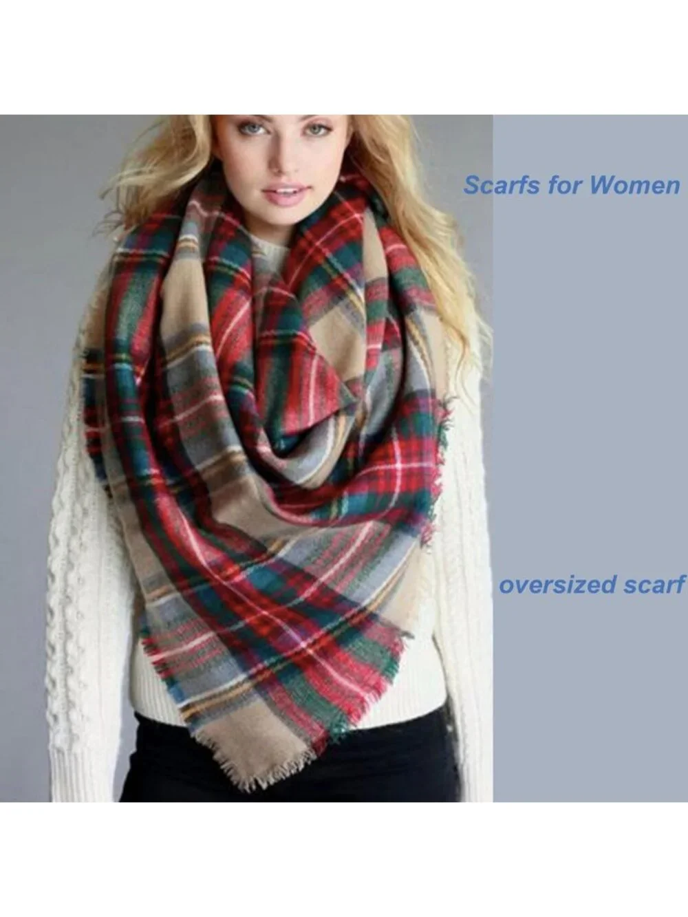 Cozy Winter Plaid Wrap Scarf | Warm Blanket Shawl for Women | Fashion